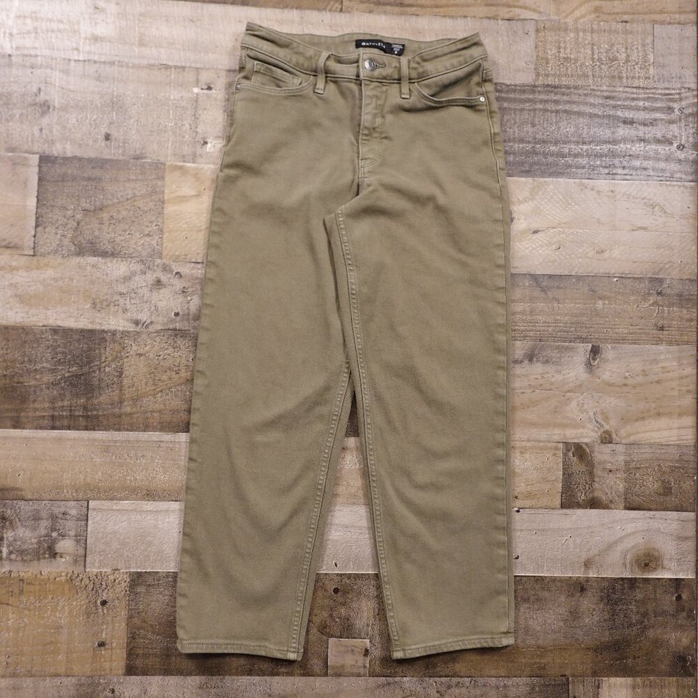 Athleta Mid Rise Straight Crop Jeans Women’s Size 6 Olive Green Casual Slim Fit
